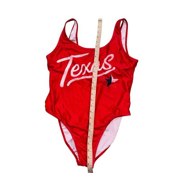 Texas One Piece Red Swimsuit Women’s L Lone Star Americana Swim Beach Vacation - Picture 4 of 10